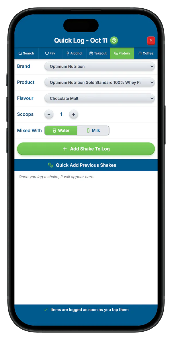 FlexiDiet protein shake builder with macros